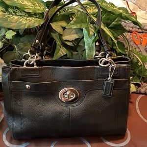 🖤 COACH VTG Penelope Carryall 100% AUTHENTIC Black/All Leather handbag LIKE NEW